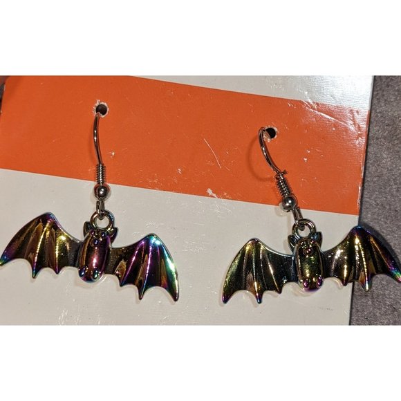 Jewelry - Rainbow Oil Slick Bat Earrings